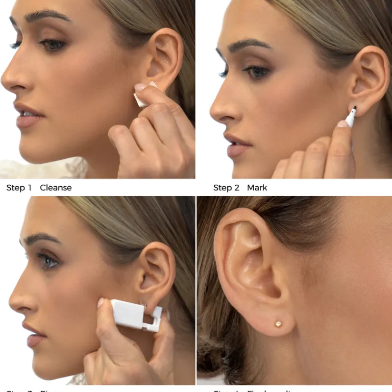 Simply Whispers Ear Piercing 2 mm Bazel Crystal Gold Plated Self Piercer Online