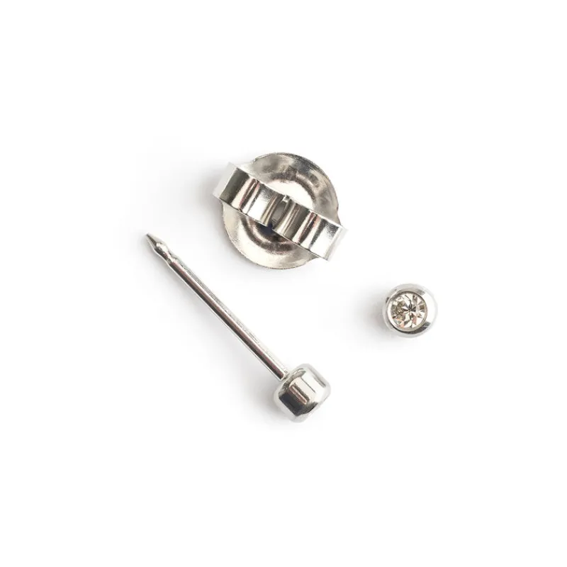 Simply Whispers Ear Piercing 2 mm Bezel Crystal Stainless Steel Self Piercer Fashion