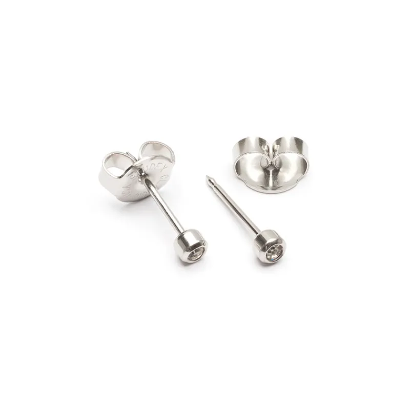 Simply Whispers Ear Piercing 2 mm Bezel Crystal Stainless Steel Self Piercer Fashion