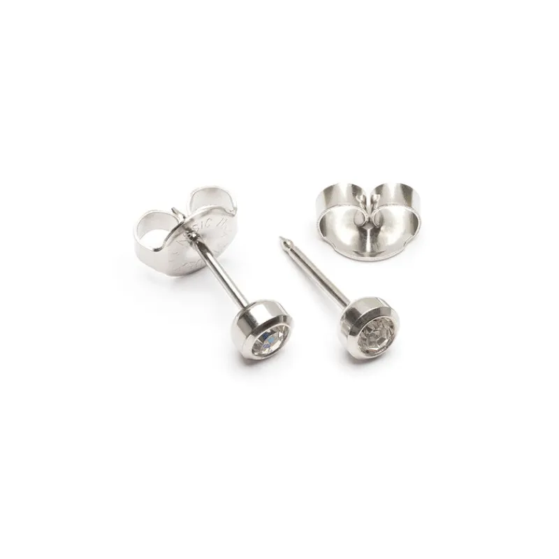 Simply Whispers Ear Piercing 3 mm Bezel Crystal Stainless Steel Self Piercer Sale