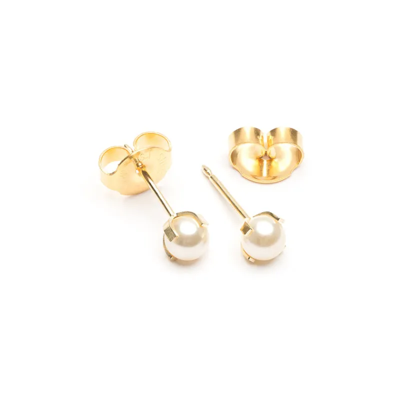 Simply Whispers Ear Piercing 4 mm Pearl 14K Yellow Gold Self Piercer Clearance