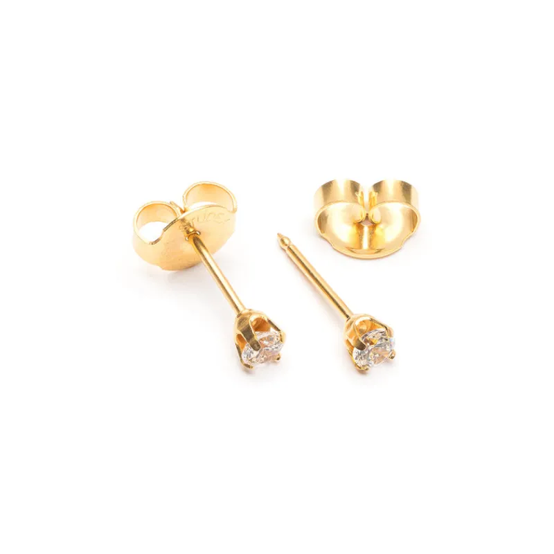 Simply Whispers Ear Piercing 3 mm Zirconia Gold Plated Self Piercer Sale
