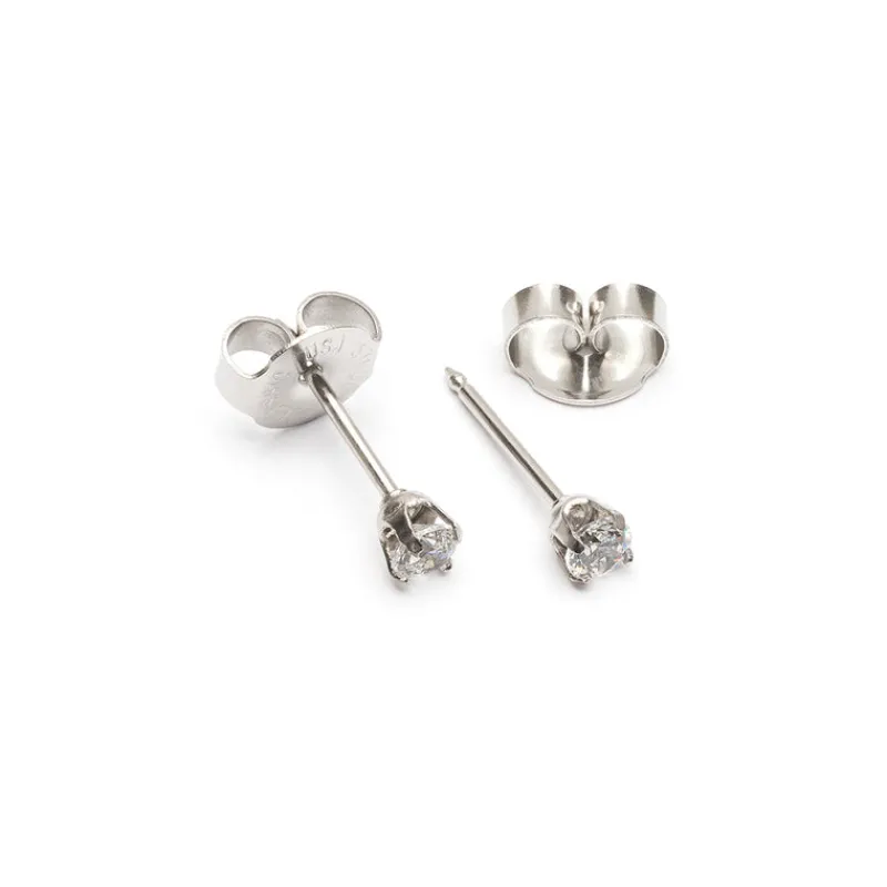 Simply Whispers Ear Piercing 3 mm Zirconia Stainless Steel Self Piercer Fashion