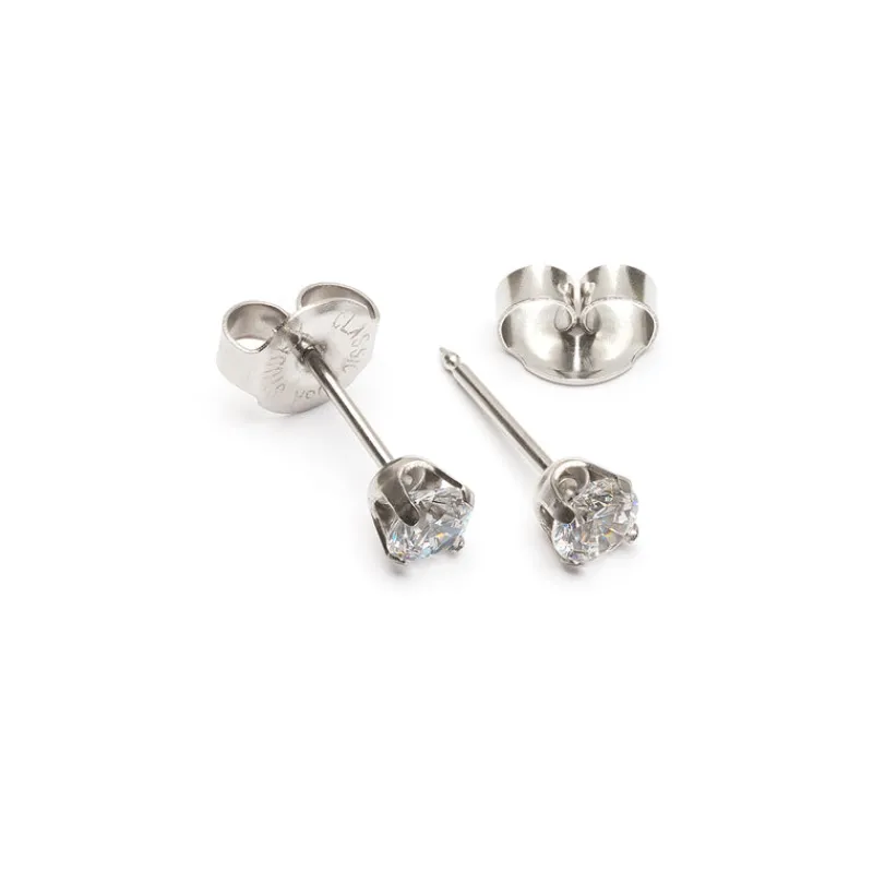 Simply Whispers Ear Piercing 4 mm Zirconia Stainless Steel Self Piercer Discount