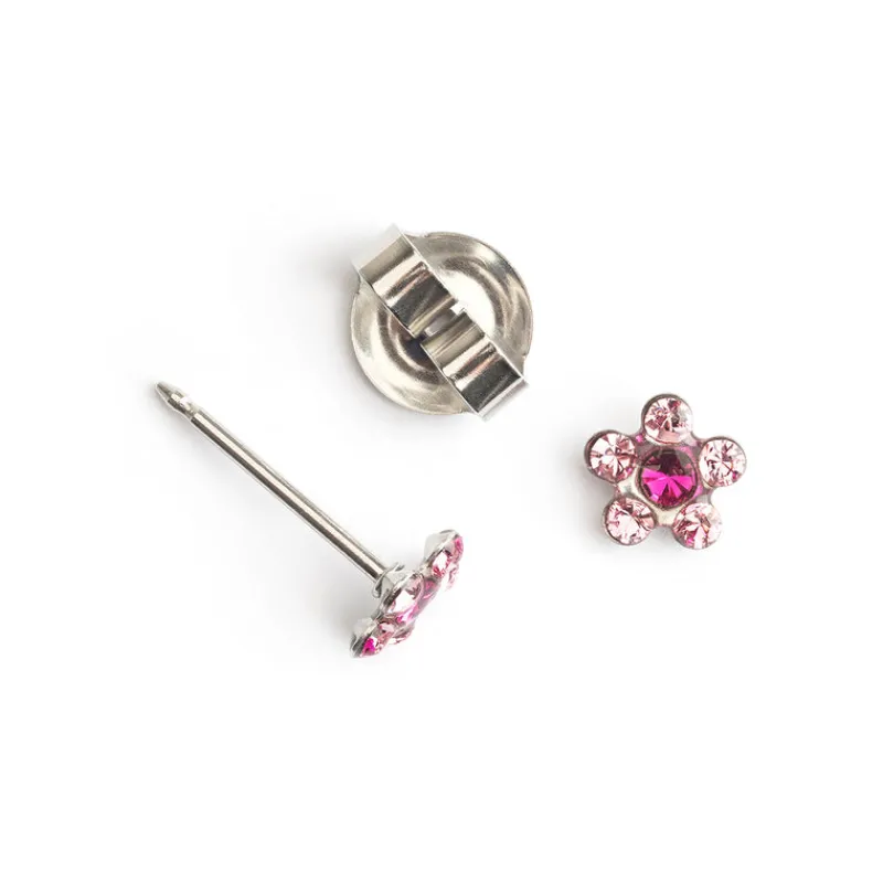 Simply Whispers Ear Piercing Light Pink Daisy Crystal Stainless Steel Self Piercer Discount