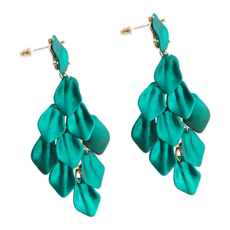 Simply Whispers Emerald Leaves Dangle Earrings Clearance