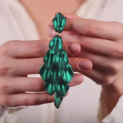 Simply Whispers Emerald Leaves Dangle Earrings Clearance