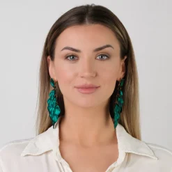 Simply Whispers Emerald Leaves Dangle Earrings Clearance