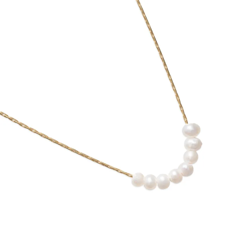 Simply Whispers Freshwater Tiny Pearls Gold Necklace Sale