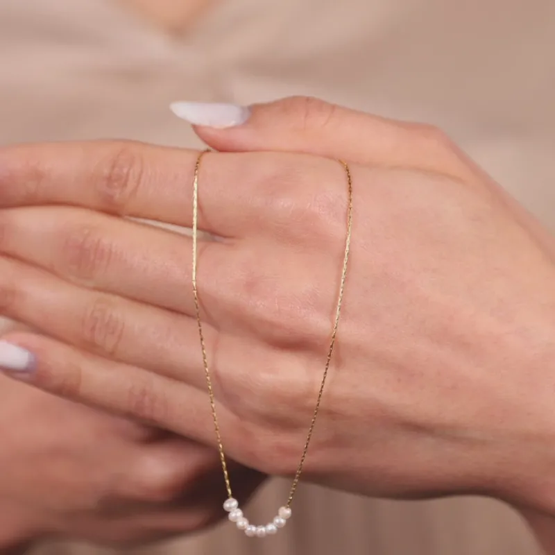 Simply Whispers Freshwater Tiny Pearls Gold Necklace Sale
