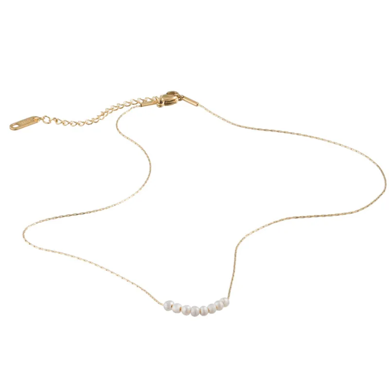 Simply Whispers Freshwater Tiny Pearls Gold Necklace Sale