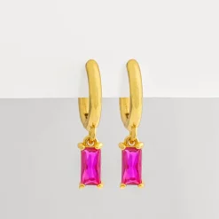 Simply Whispers Fuchsia Zircon Drop Huggie Hoops New