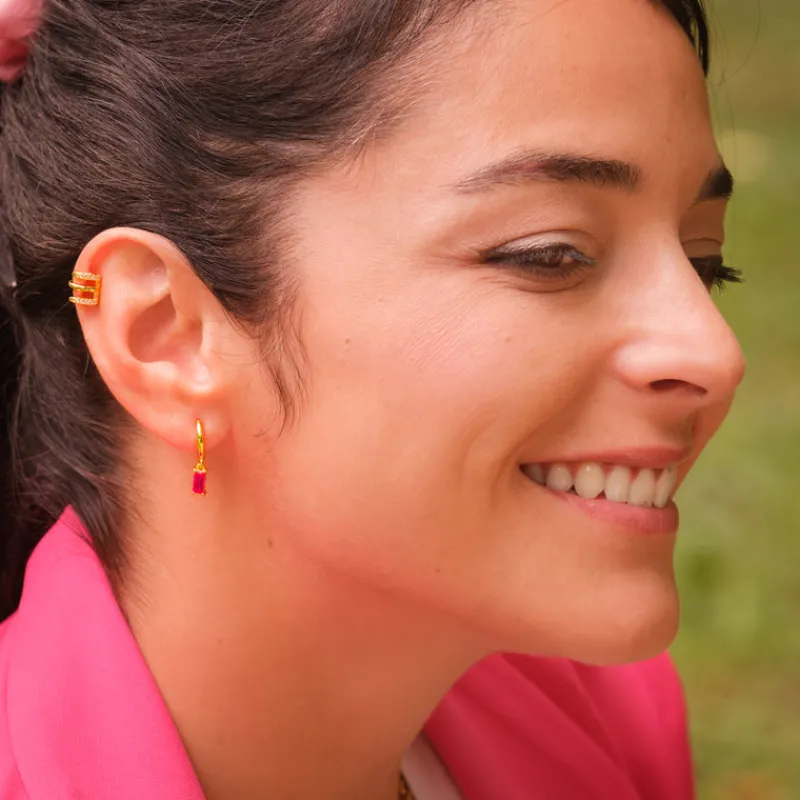 Simply Whispers Fuchsia Zircon Drop Huggie Hoops New