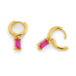 Simply Whispers Fuchsia Zircon Drop Huggie Hoops New