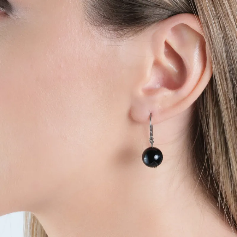 Simply Whispers Genuine Black Onyx Niobium French Hook Earrings Hot