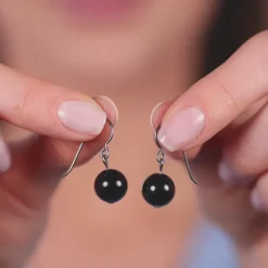 Simply Whispers Genuine Black Onyx Niobium French Hook Earrings Hot