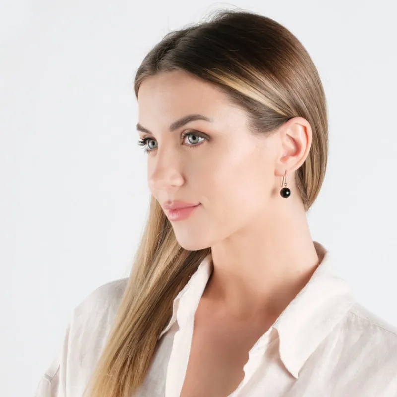 Simply Whispers Genuine Black Onyx Niobium French Hook Earrings Hot