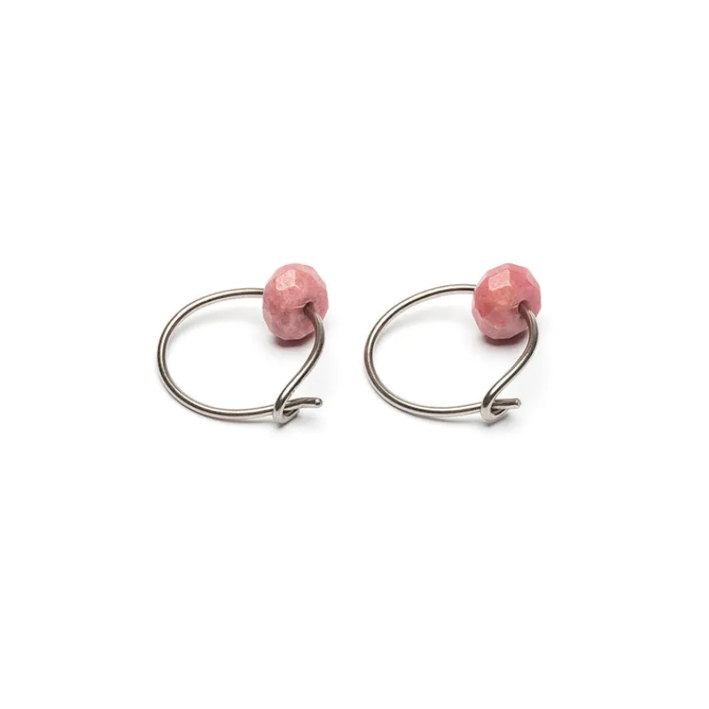 Simply Whispers Genuine Rhodonite Niobium Hoop Earrings Outlet