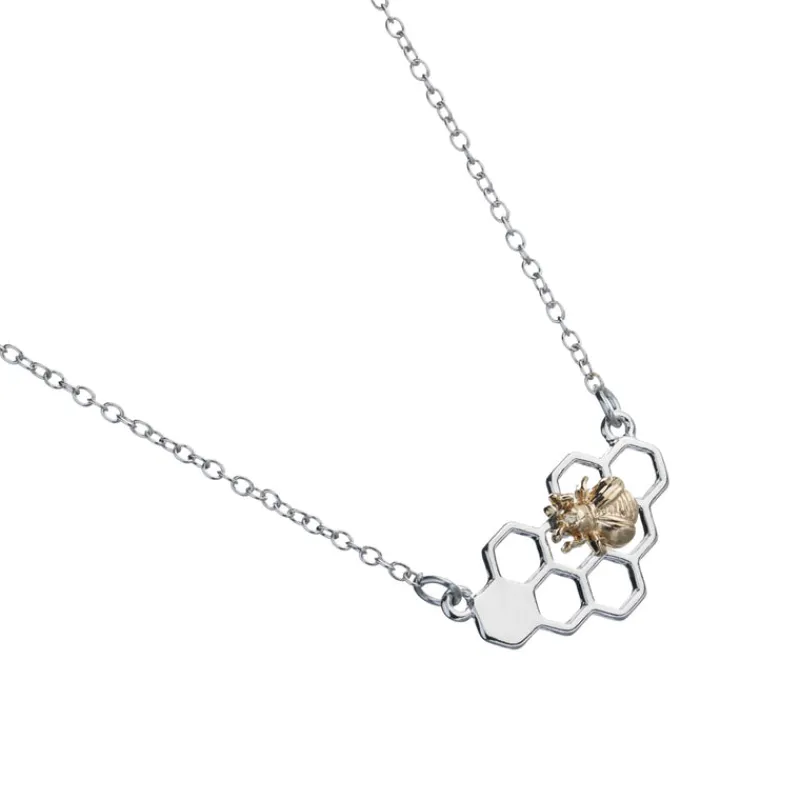 Simply Whispers Gold Bee Silver Honeycomb Necklace Best