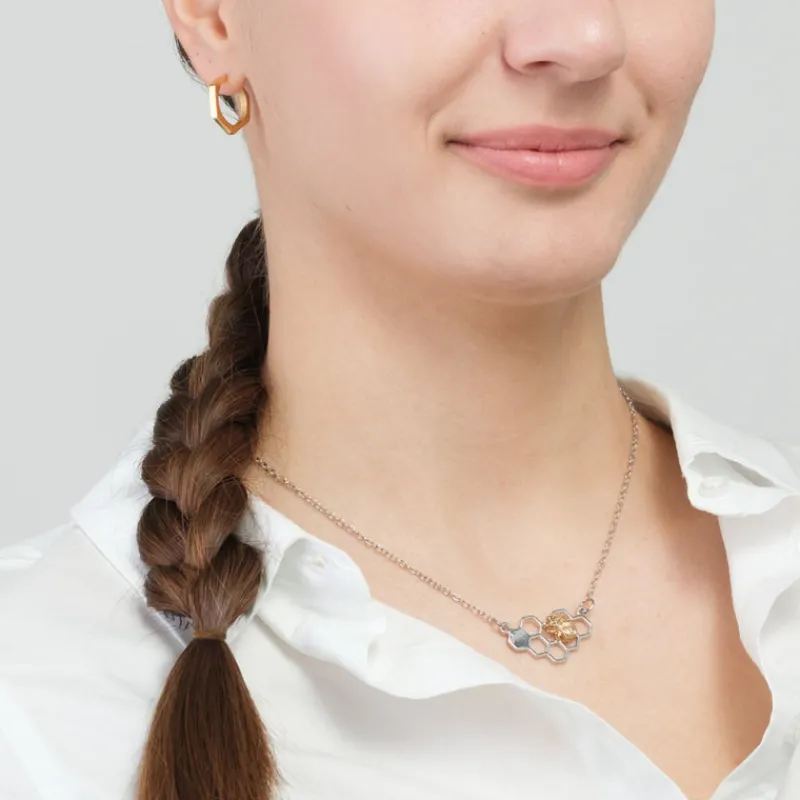 Simply Whispers Gold Bee Silver Honeycomb Necklace Best
