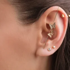Simply Whispers Gold Crystal Butterfly Single Ear Crawler Fashion