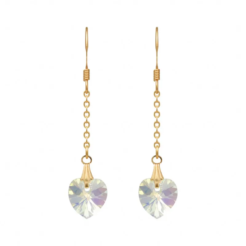 Simply Whispers Gold Crystal Hearts French Hook Earrings Discount