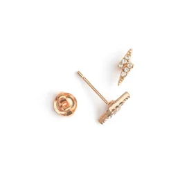 Simply Whispers Gold Crystal Lightning Bolt Stud Earrings New