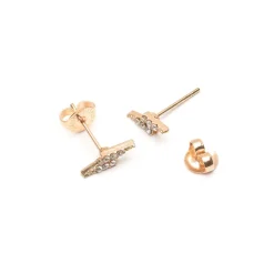 Simply Whispers Gold Crystal Lightning Bolt Stud Earrings New