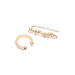 Simply Whispers Gold Crystal Stars Ear Climber And Ear Cuff Set Sale