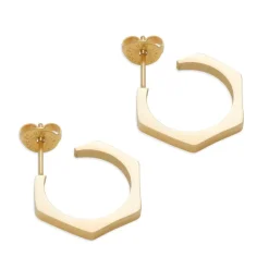 Simply Whispers Gold Hexagon Posted Hoop Earrings Online