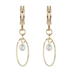 Simply Whispers Gold Oval Pearl Huggie Hoop Earrings Best
