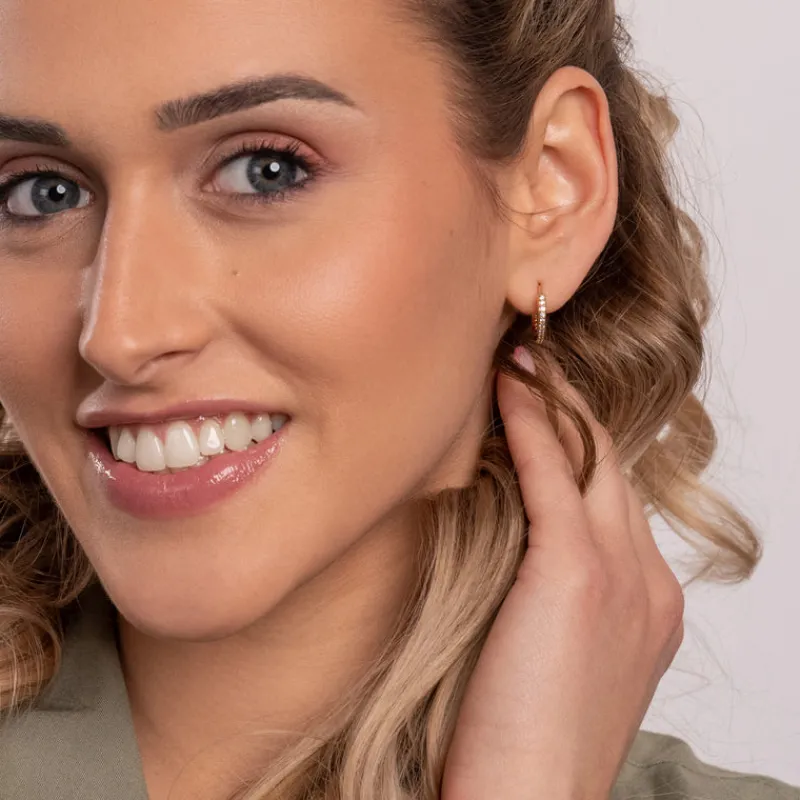 Simply Whispers Gold Pave Huggie Hoops Sale