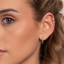 Simply Whispers Gold Pave Huggie Hoops Sale
