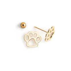 Simply Whispers Gold Paw Stud Earrings New