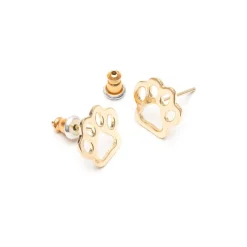 Simply Whispers Gold Paw Stud Earrings New