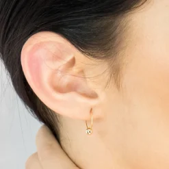 Simply Whispers Gold Plated 4 mm Bead Continuous Hoop Earrings Hot