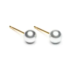 Simply Whispers Gold Plated 5 mm Gray Pearl Stud Earrings Clearance