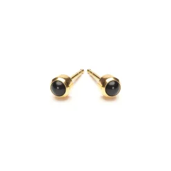 Simply Whispers Gold Plated 3 mm Onyx Stud Earrings Discount