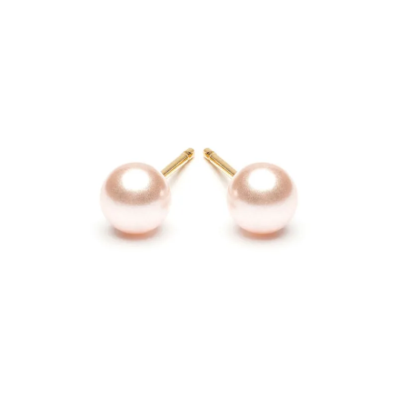 Simply Whispers Gold Plated 5 mm Pink Pearl Stud Earrings Discount