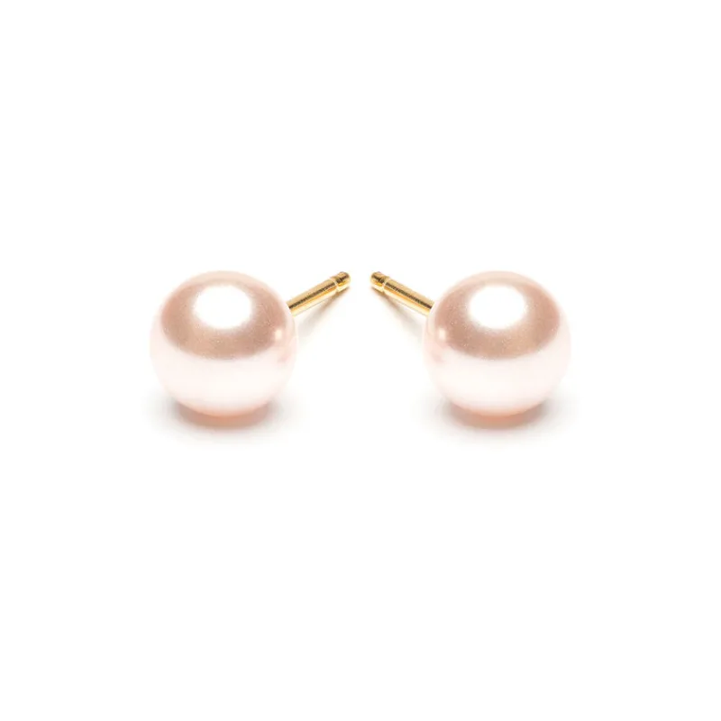 Simply Whispers Gold Plated 6 mm Pink Pearl Stud Earrings Online