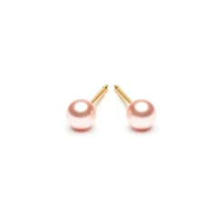 Simply Whispers Gold Plated 4 mm Pink Pearl Stud Earrings Discount