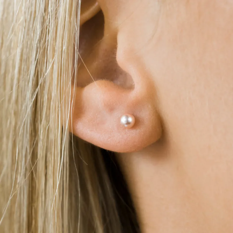 Simply Whispers Gold Plated 4 mm Pink Pearl Stud Earrings Discount