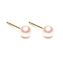 Simply Whispers Gold Plated 5 mm Pink Pearl Stud Earrings Discount