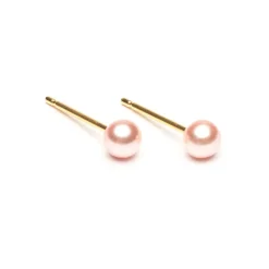 Simply Whispers Gold Plated 4 mm Pink Pearl Stud Earrings Discount