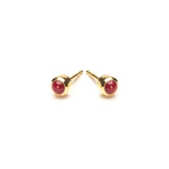 Simply Whispers Gold Plated 3 mm Red Coral Stud Earrings Clearance
