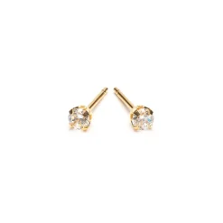 Simply Whispers Gold Plated 3 mm Round Cubic Zirconia Stud Earrings Sale