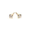 Simply Whispers Gold Plated 4 mm Round Cubic Zirconia Stud Earrings Sale