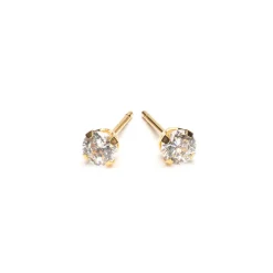 Simply Whispers Gold Plated 4 mm Round Cubic Zirconia Stud Earrings Sale
