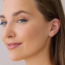 Simply Whispers Gold Plated 3 mm Round Cubic Zirconia Stud Earrings Sale