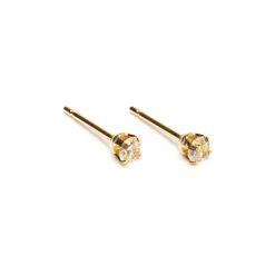 Simply Whispers Gold Plated 3 mm Round Cubic Zirconia Stud Earrings Sale